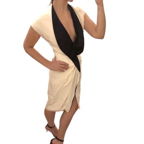 NWOT Givenchy Paris FW 2012 White Silk Cocktail Dress w/ Black Frill Trim 6 / 38 - Picture 7 of 16